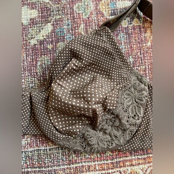 Olga 36DD brown polka dot and lace bra with underwire thick adjustable straps - Picture 2 of 7